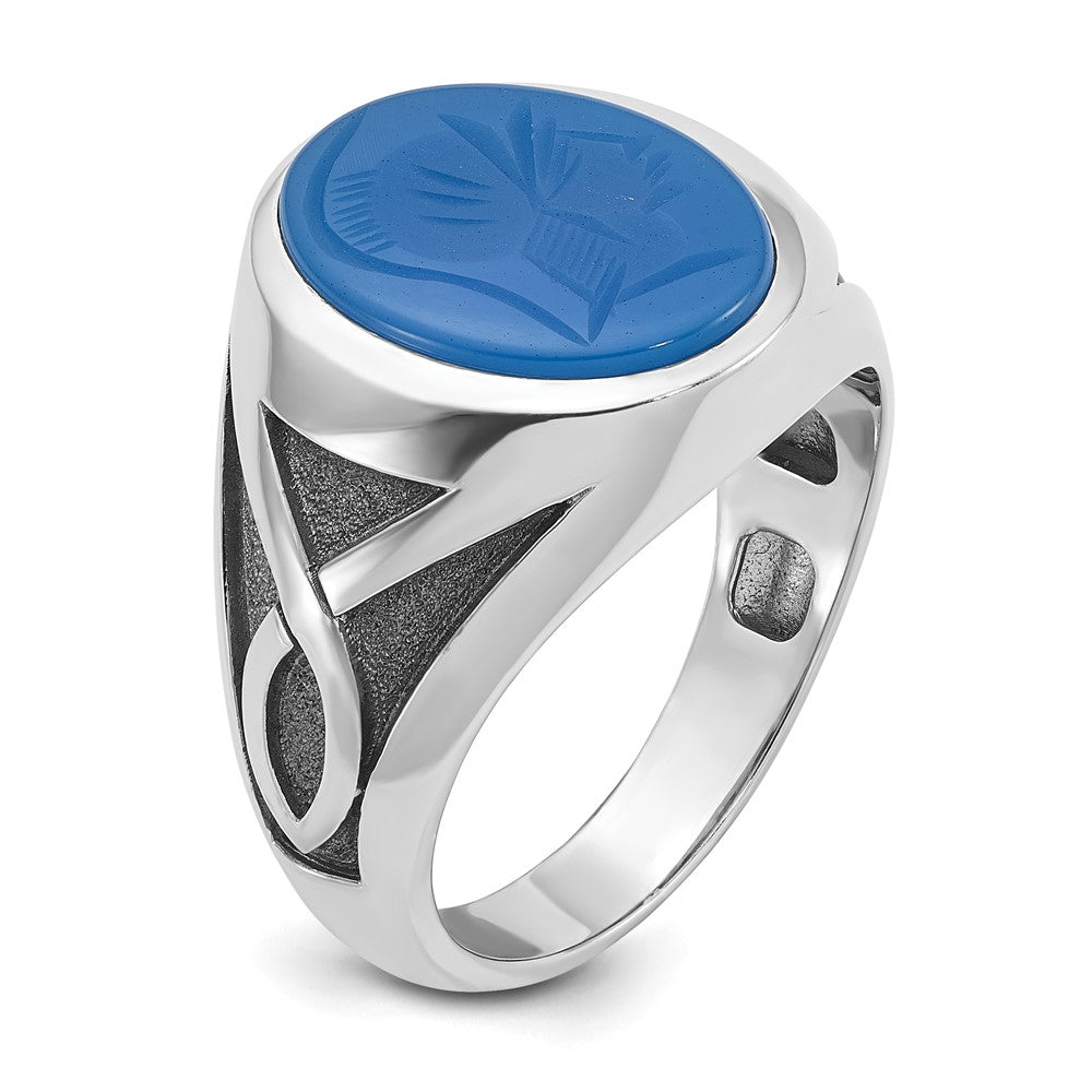 14k White Gold w/Blk Rhodium IBGoodman Blue Agate Complete Ring