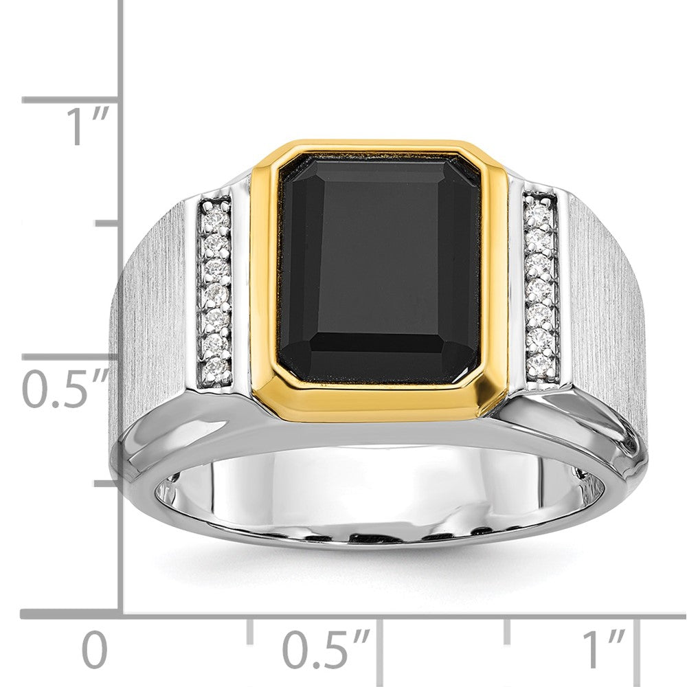 10k Two-tone IBGoodman Men's Polished and Satin Onyx Diamond Ring Mounting