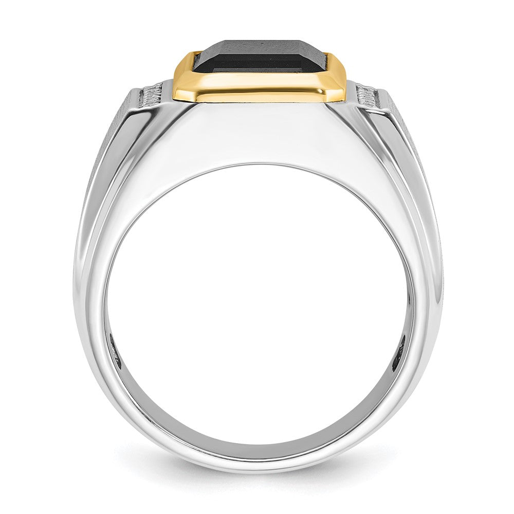 14k Two-tone IBGoodman Men's Polished and Satin Onyx Diamond Ring Mounting