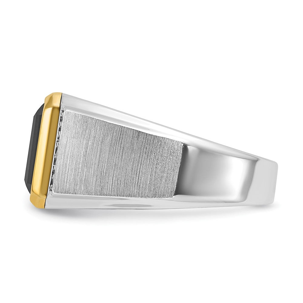 14k Two-tone IBGoodman Men's Polished and Satin Onyx Diamond Ring Mounting