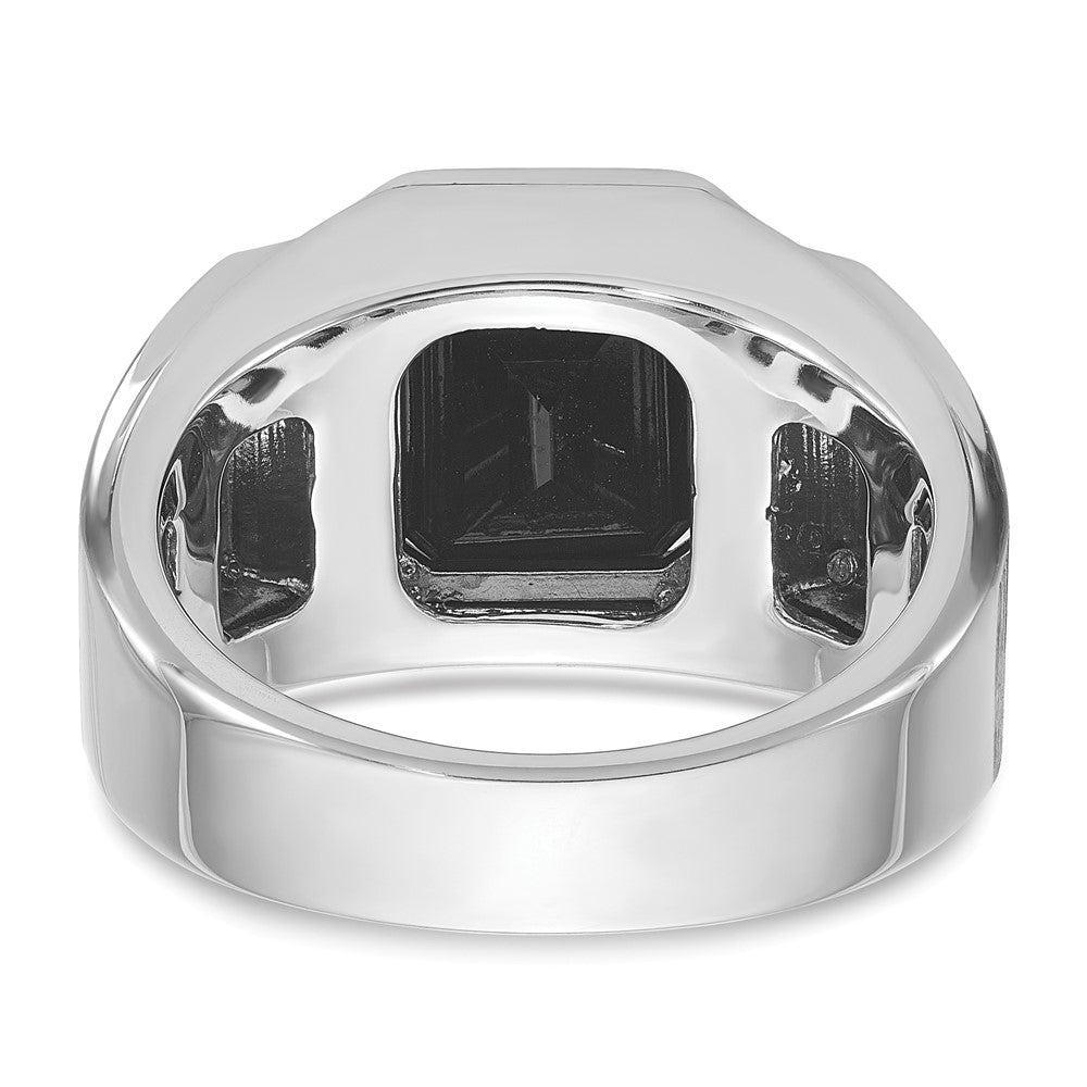 14k Two-tone IBGoodman Men's Polished and Satin Onyx Diamond Complete Ring