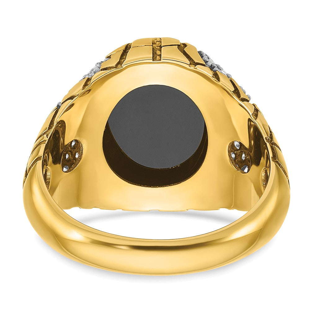 14k IBGoodman Men's Onyx and Diamond Nugget Complete Ring