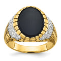 14k IBGoodman Men's Onyx and Diamond Nugget Complete Ring