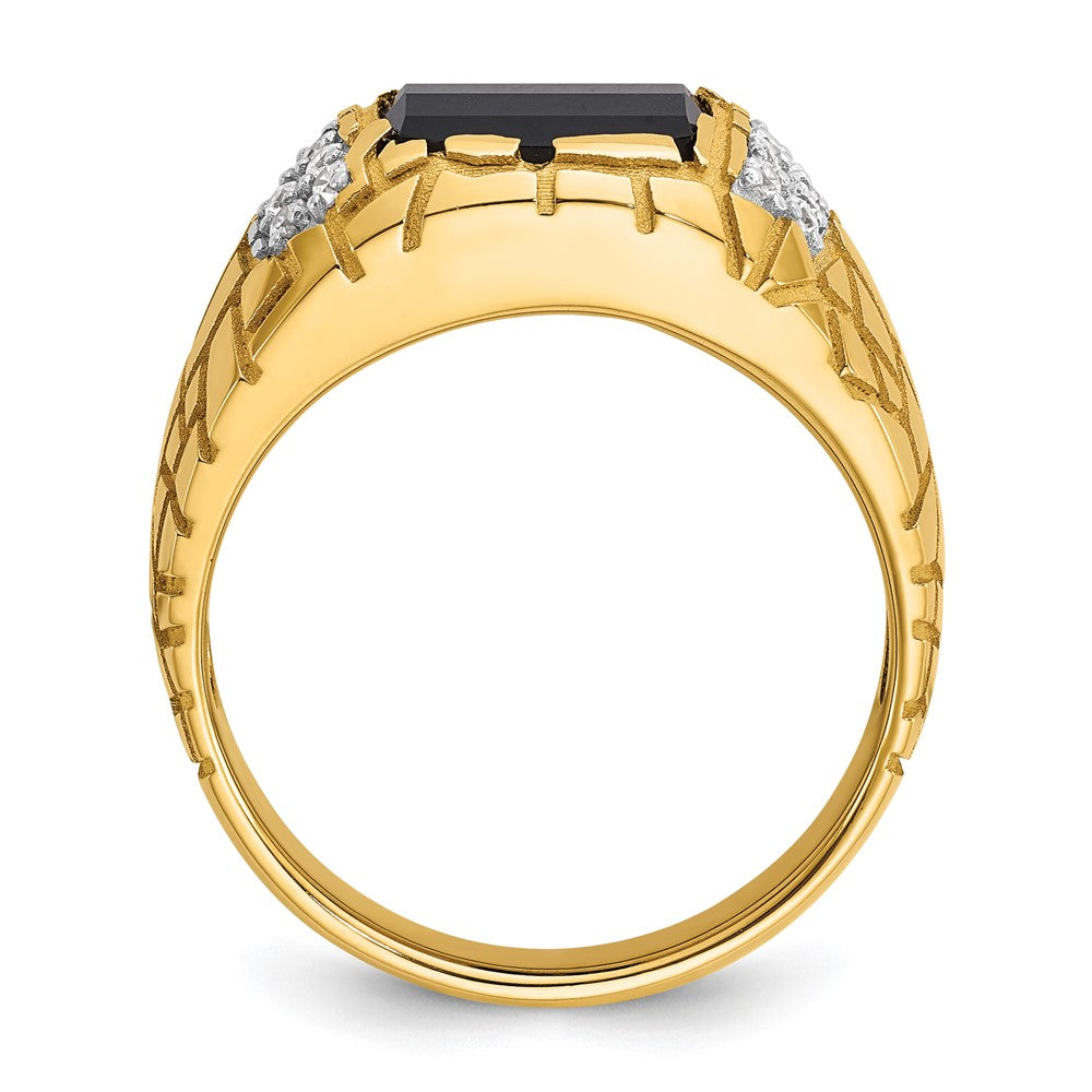 14k IBGoodman Men's Polished & Nugget Texture Gemstone Ring Mtg