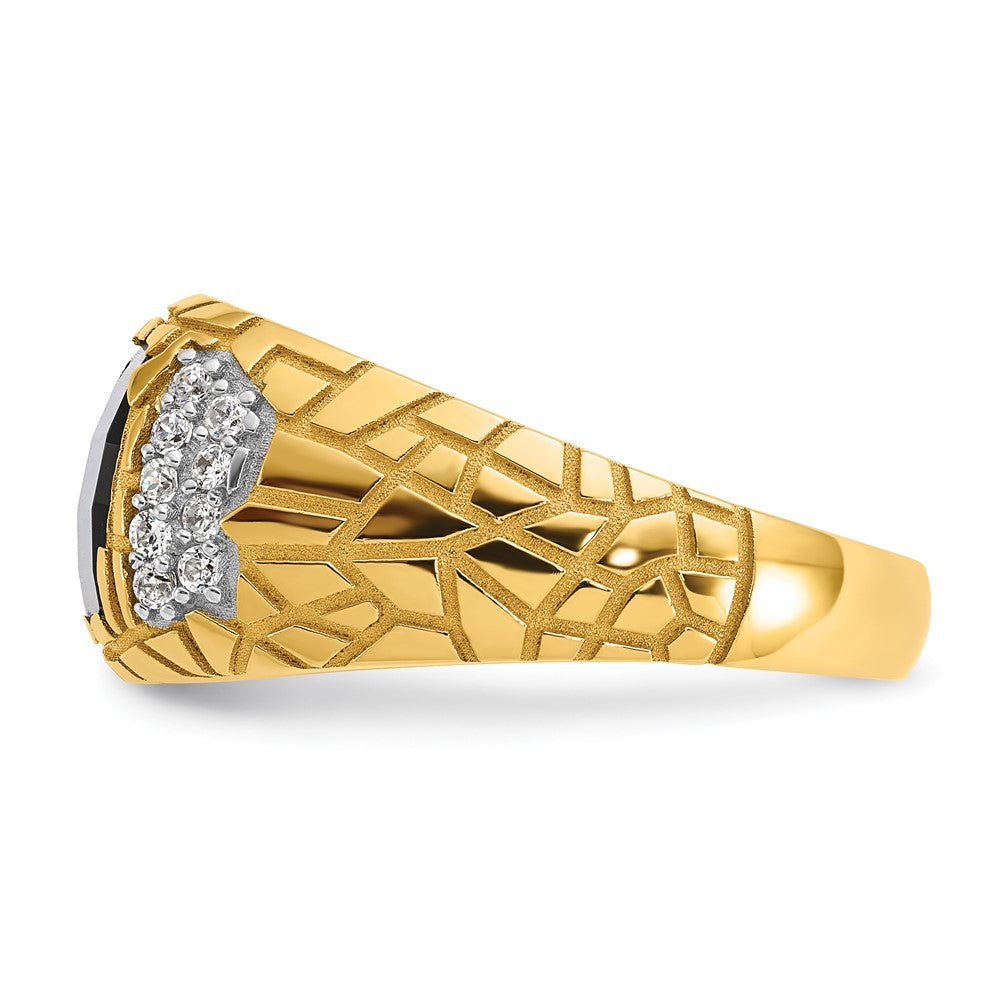 14k IBGoodman Men's Polished & Nugget Texture Gemstone Ring Mtg