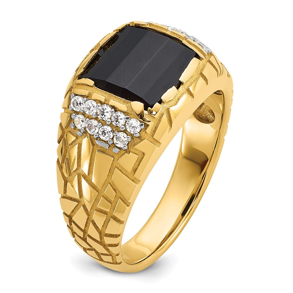 14k IBGoodman Men's Polished & Nugget Texture Gemstone Ring Mtg