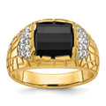 14k IBGoodman Men's Polished & Nugget Texture Gemstone Ring Mtg