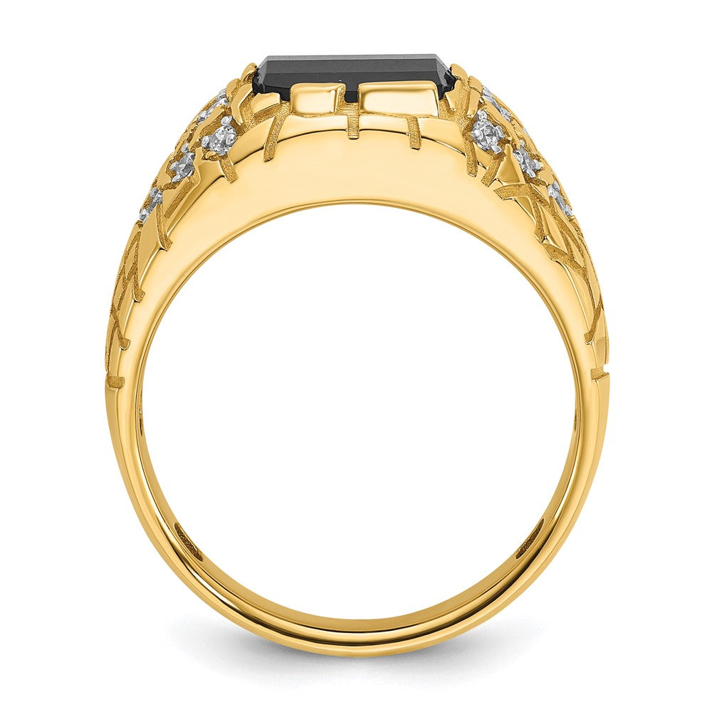 14k IBGoodman Men's Onyx and Diamond Nugget Complete Ring