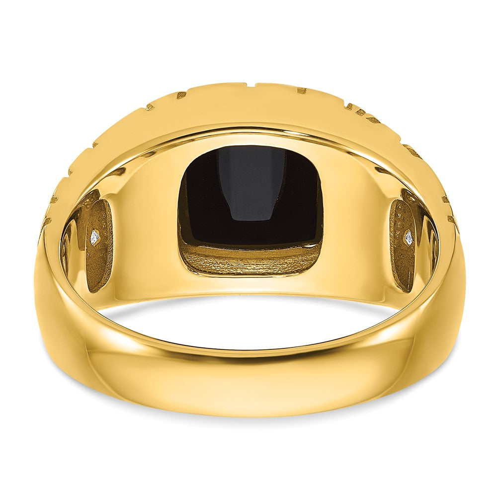 14k IBGoodman Men's Onyx and Diamond Nugget Complete Ring