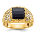 14k IBGoodman Men's Onyx and Diamond Nugget Complete Ring