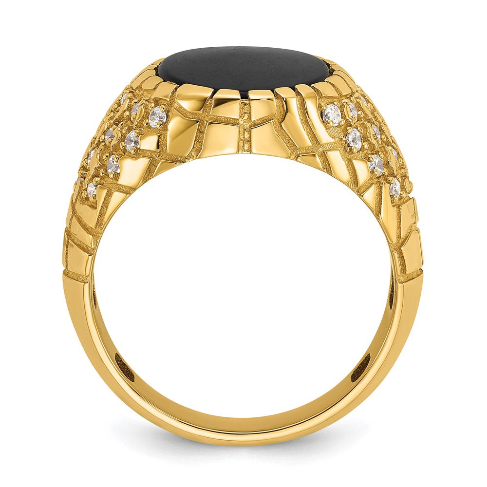 14k IBGoodman Men's Onyx and Diamond Nugget Complete Ring