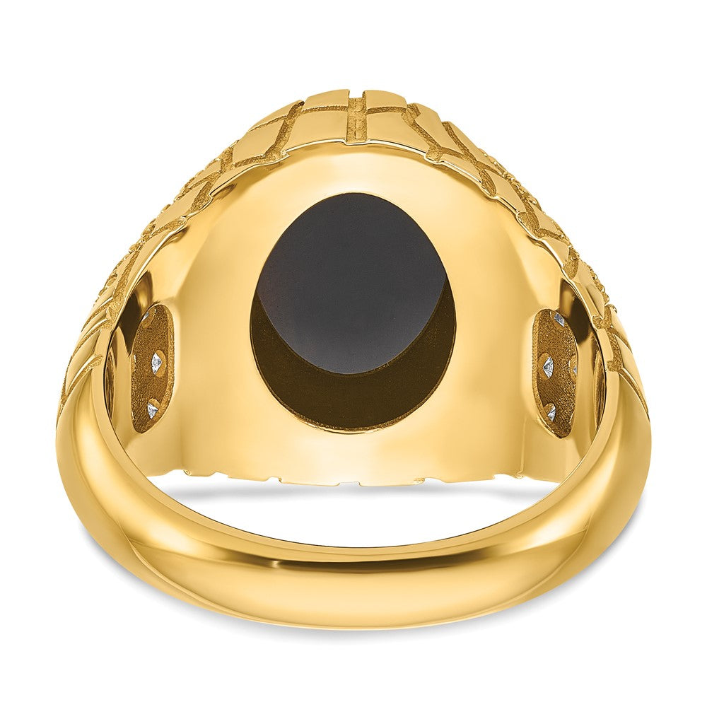 14k IBGoodman Men's Onyx and Diamond Nugget Complete Ring