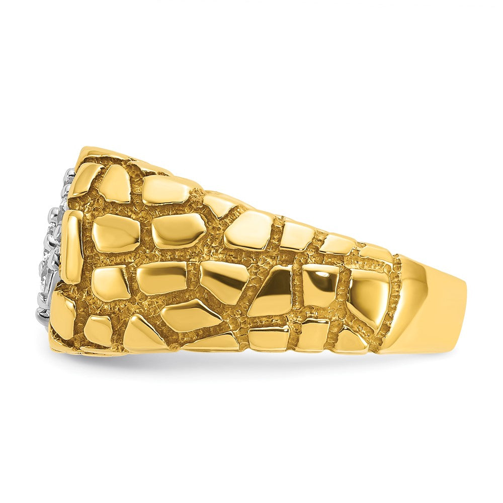 14k Two-tone IBGoodman Men's Diamond Nugget Cluster Complete Ring