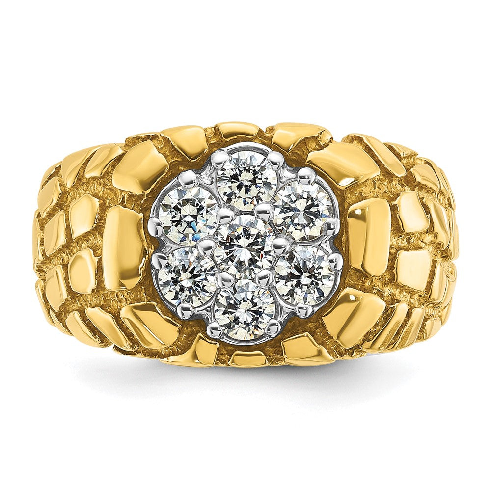 14k Two-tone IBGoodman Men's Diamond Nugget Cluster Complete Ring