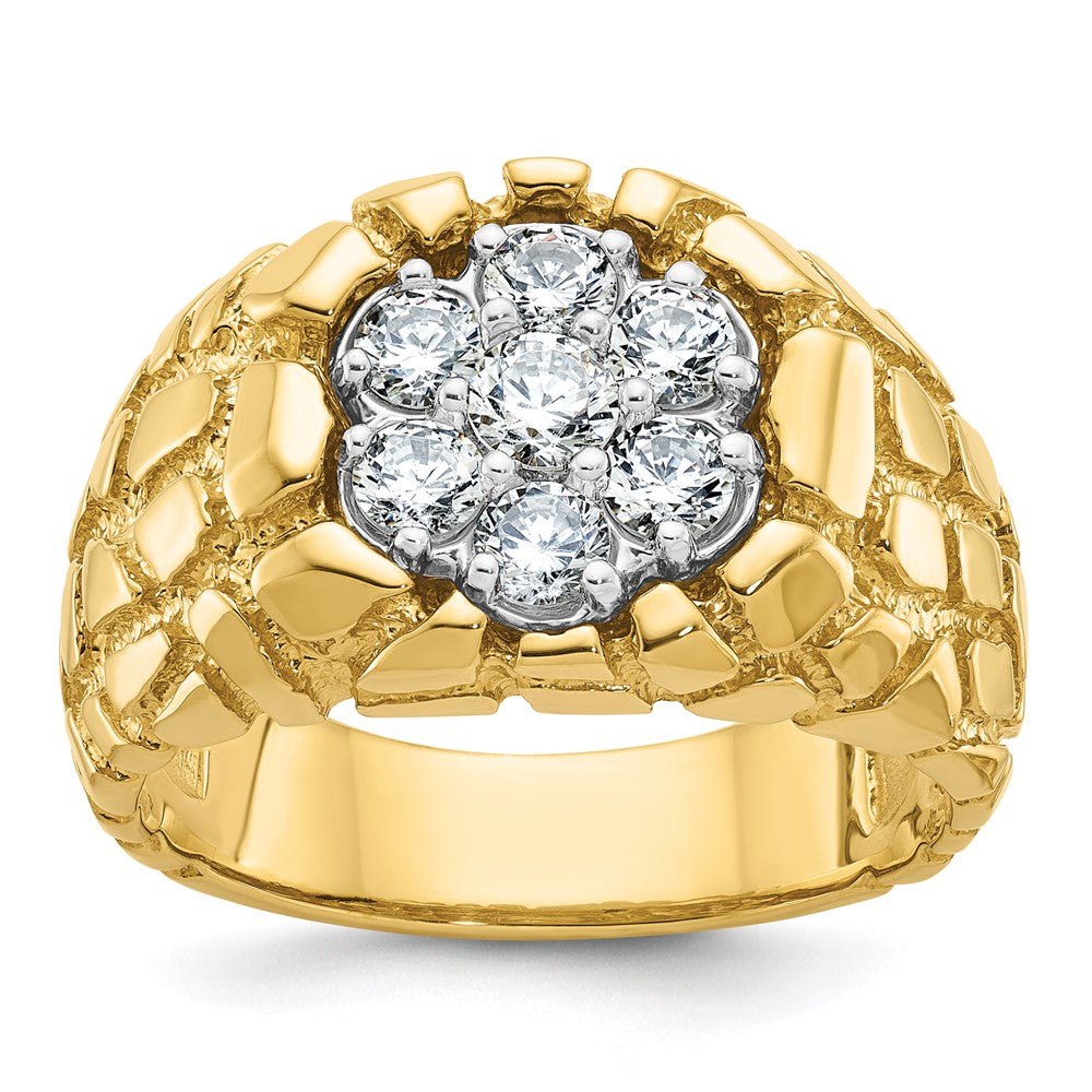 14k Two-tone IBGoodman Men's Diamond Nugget Cluster Complete Ring
