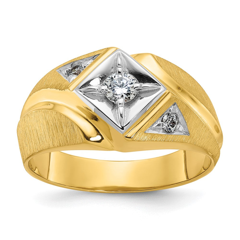 14k TT IBGoodman Men's Polished and Satin Diamond Ring Mounting