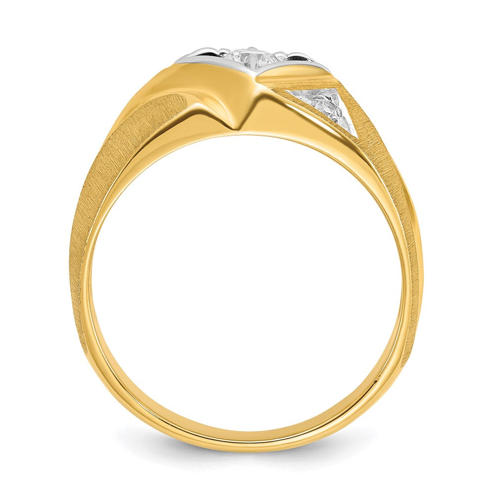 14k Two-Tone IBGoodman Men's Satin Diamond Complete Ring