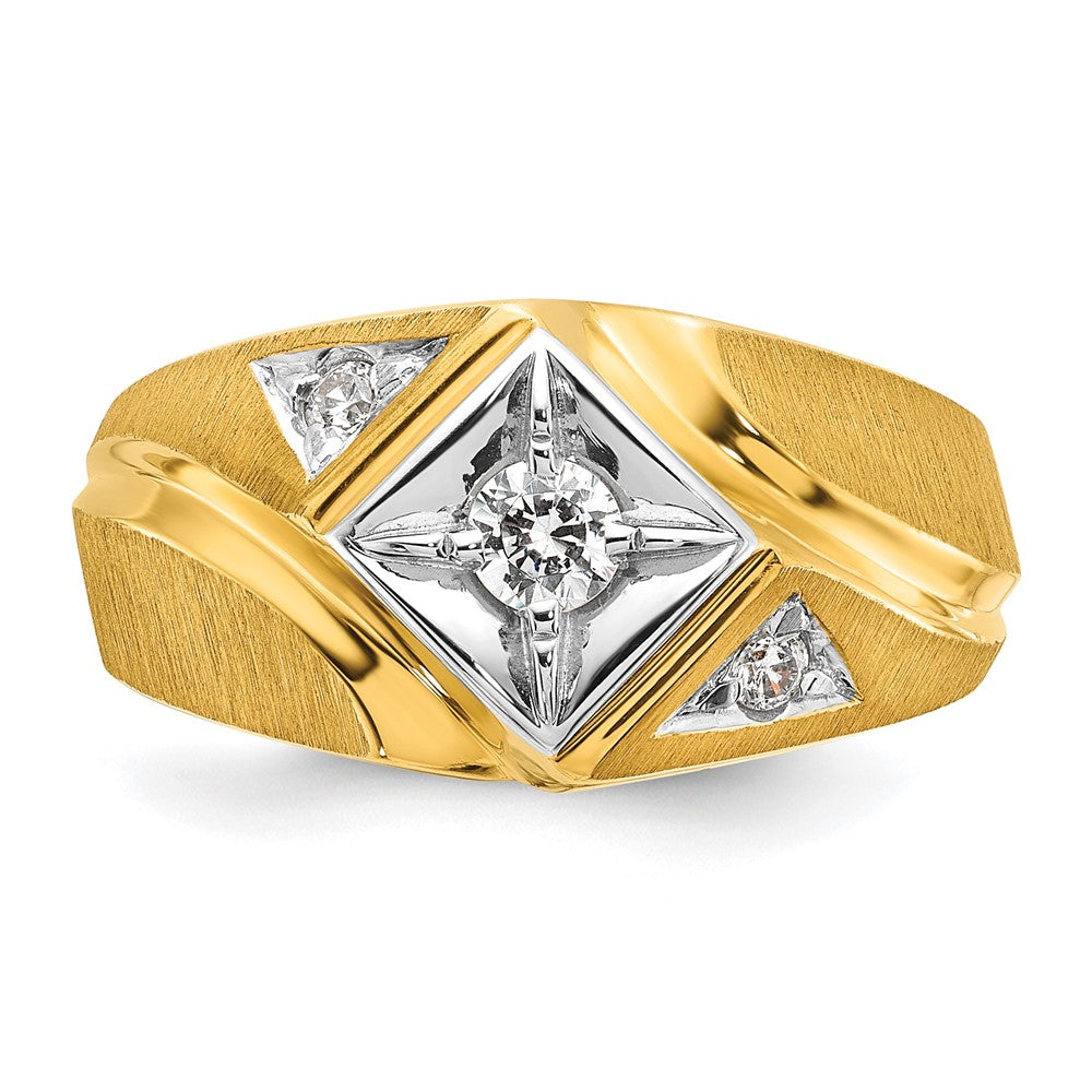 14k Two-Tone IBGoodman Men's Satin Diamond Complete Ring