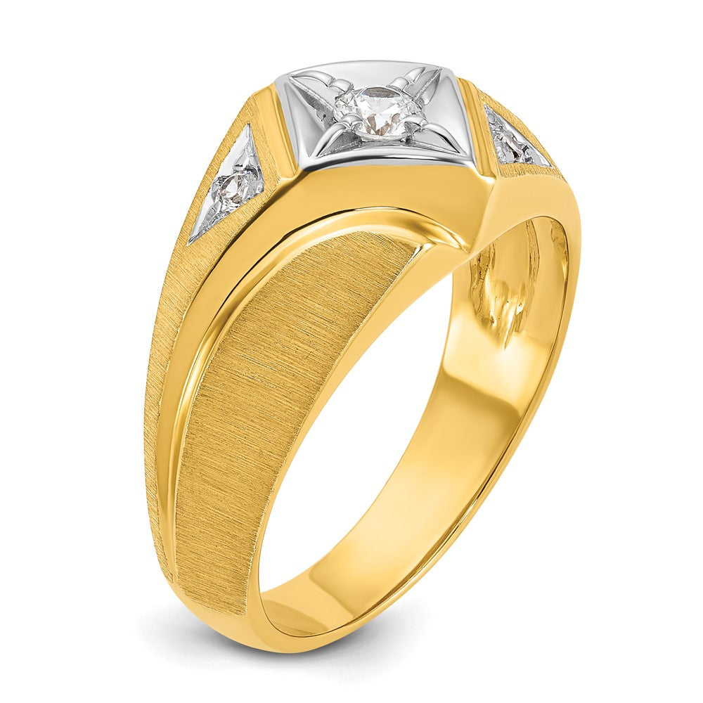 14k Two-Tone IBGoodman Men's Satin Diamond Complete Ring
