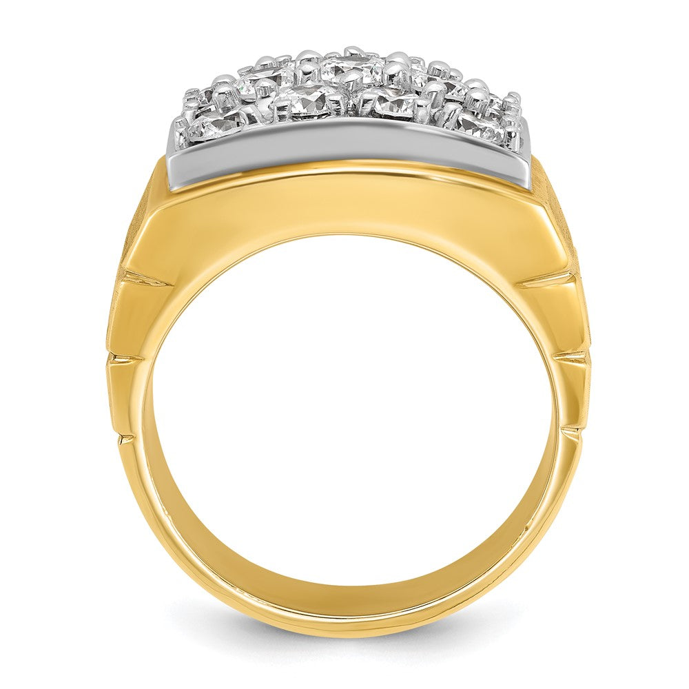 14ktt IBGoodman Men's Polished Satin & Grooved Cluster Ring Mounting