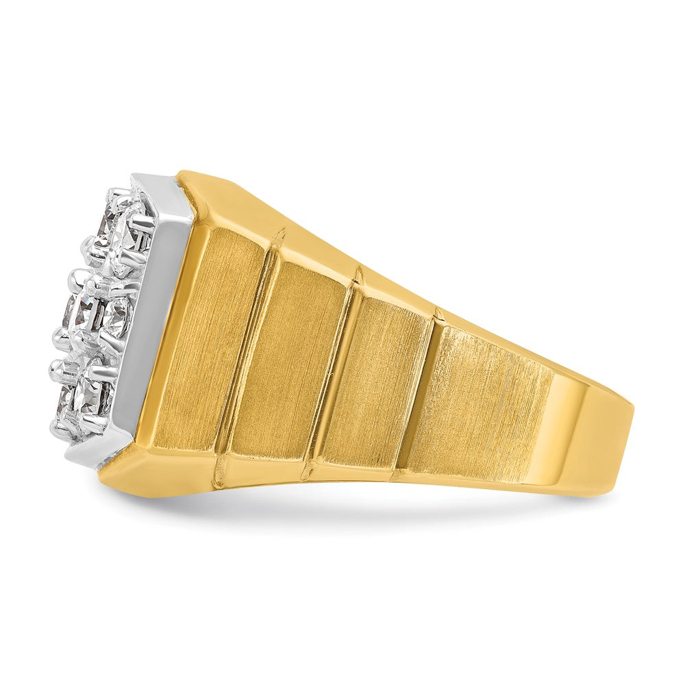 14ktt IBGoodman Men's Polished Satin & Grooved Cluster Ring Mounting