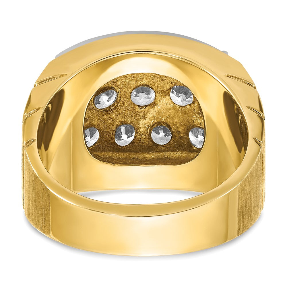 14ktt IBGoodman Men's Polished Satin & Grooved Cluster Ring Mounting