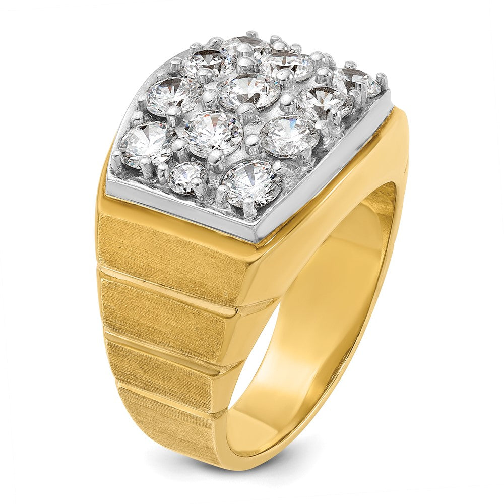14ktt IBGoodman Men's Polished Satin & Grooved Cluster Ring Mounting