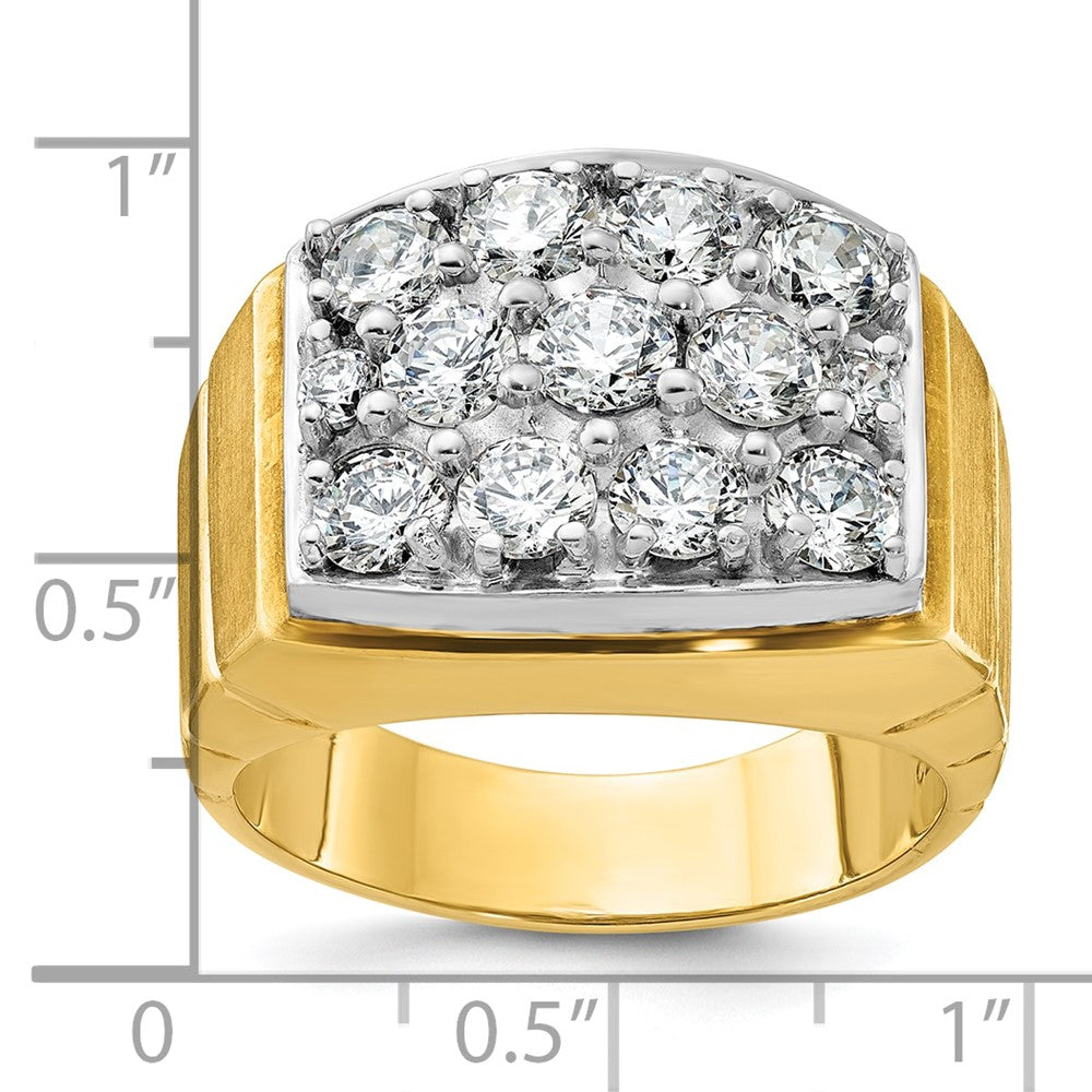 14ktt IBGoodman Men's Polished Satin & Grooved Cluster Ring Mounting