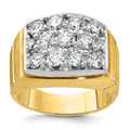14ktt IBGoodman Men's Polished Satin & Grooved Cluster Ring Mounting