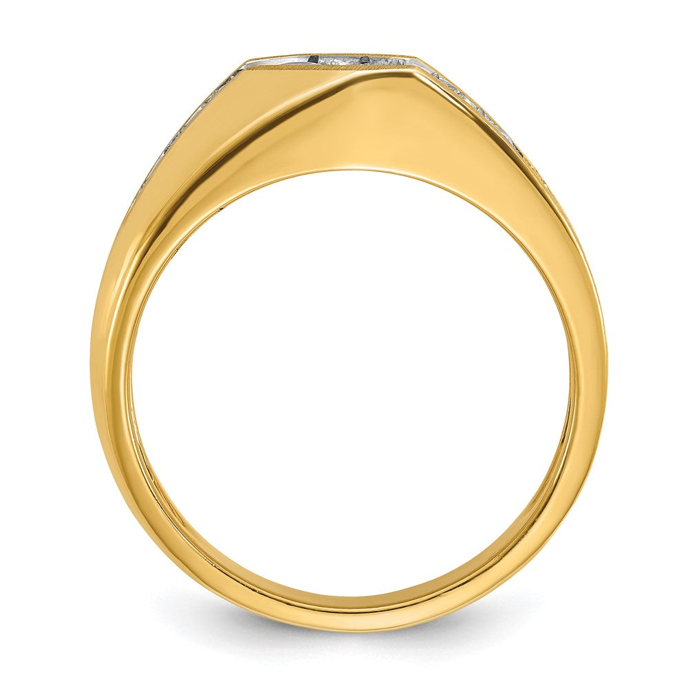 14k IBGoodman Men's Polished and Satin Diamond Ring