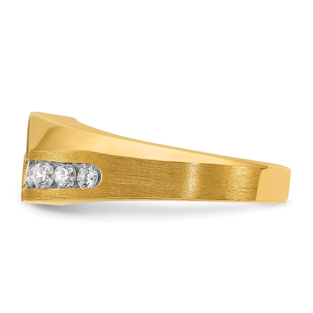 14k IBGoodman Men's Polished and Satin Diamond Ring
