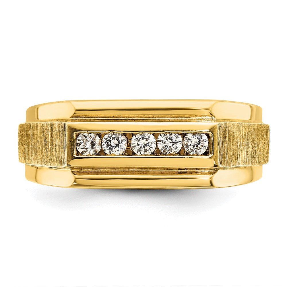 14k IBGoodman Men's Polished and Satin 5-Stone Diamond Ring