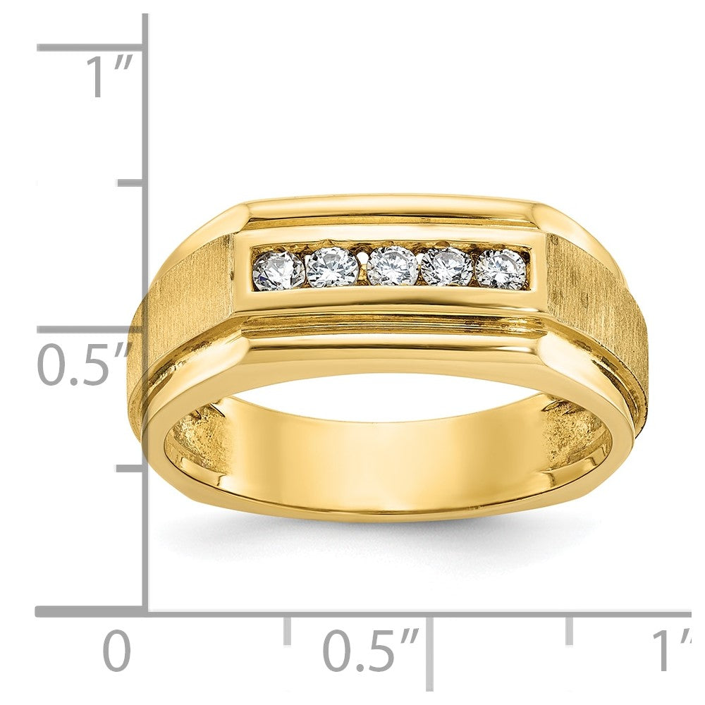 14k IBGoodman Men's Polished and Satin 5-Stone Diamond Ring