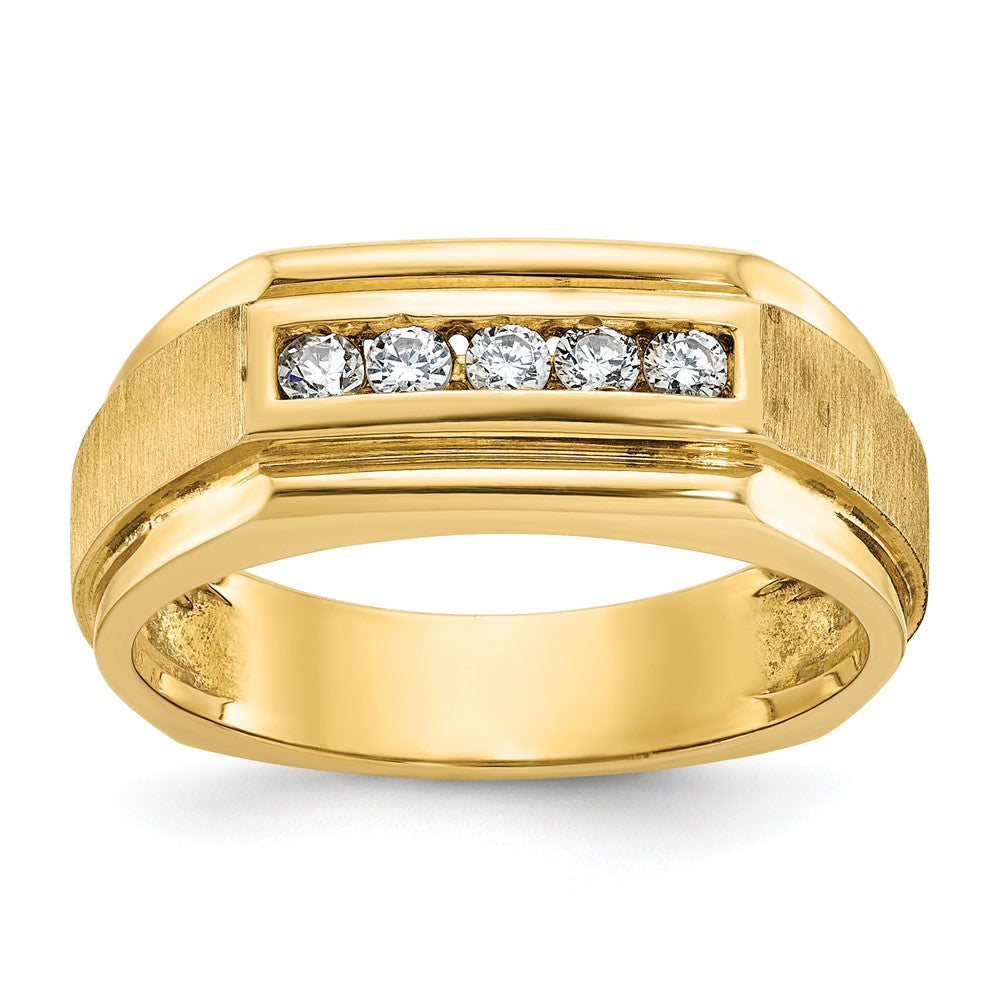 14k IBGoodman Men's Polished and Satin 5-Stone Diamond Ring