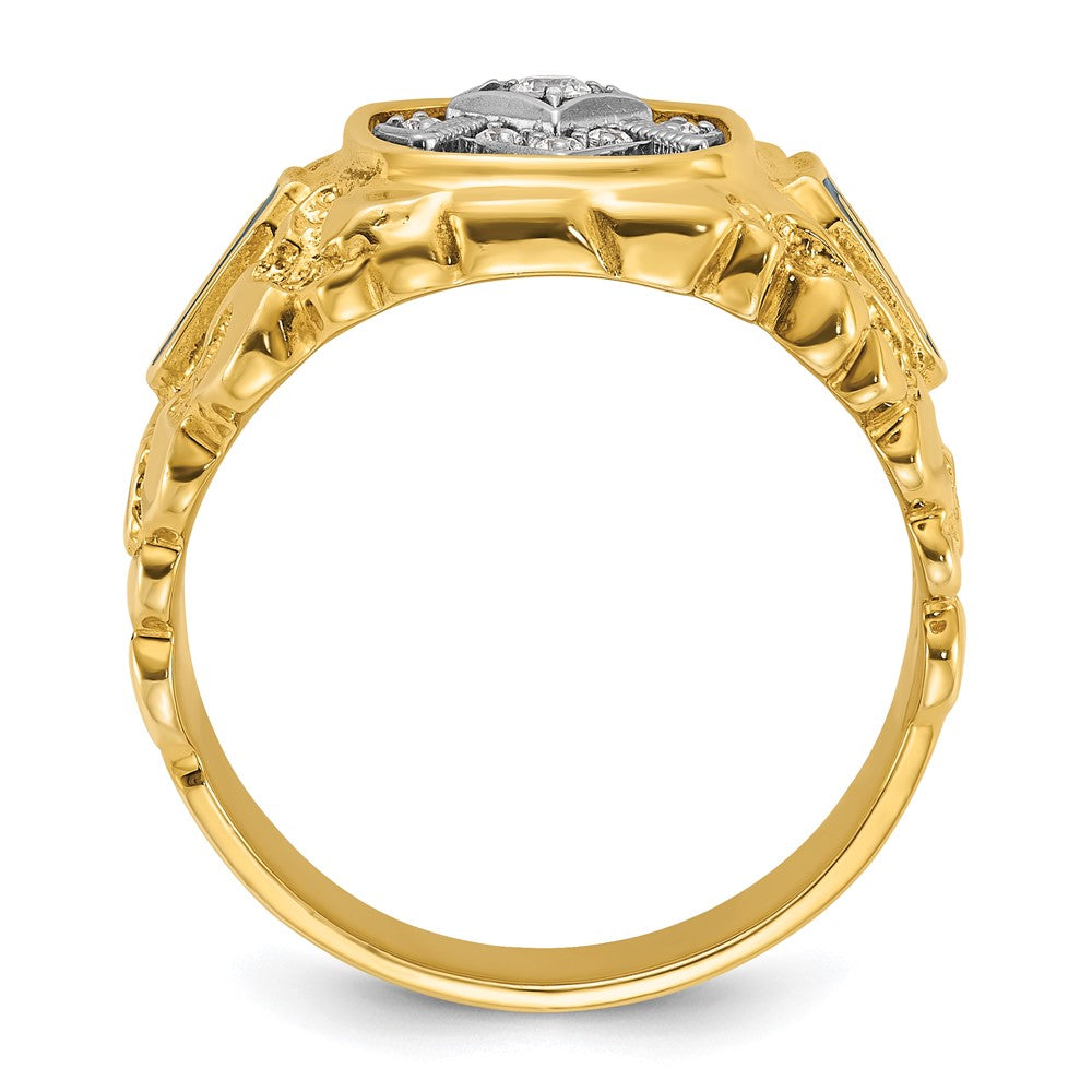 10ktt IBGoodman Men's Nugget Texture Blue Lodge Masonic Ring Mtg