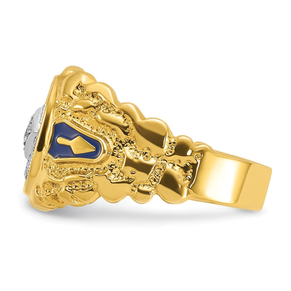 10ktt IBGoodman Men's Nugget Texture Blue Lodge Masonic Ring Mtg