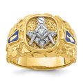 10ktt IBGoodman Nugget Textured Diamond Blue Lodge Masonic Ring