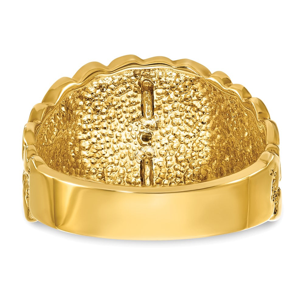 14ktt IBGoodman Men's Nugget Texture Blue Lodge Masonic Ring Mtg