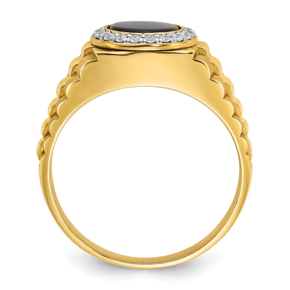 14k Two-tone IBGoodman Men's Onyx and Diamond Complete Ring
