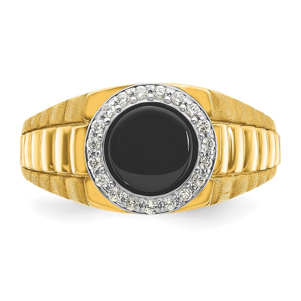 14k Two-tone IBGoodman Men's Onyx and Diamond Complete Ring