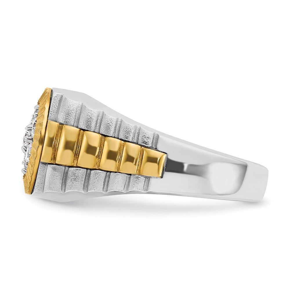 14ktt IBGoodman Men's Polished Satin & Textured Cluster Ring Mounting