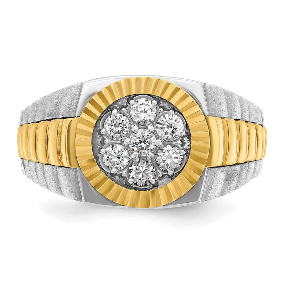 14ktt IBGoodman Men's Polished Satin & Textured Cluster Ring Mounting