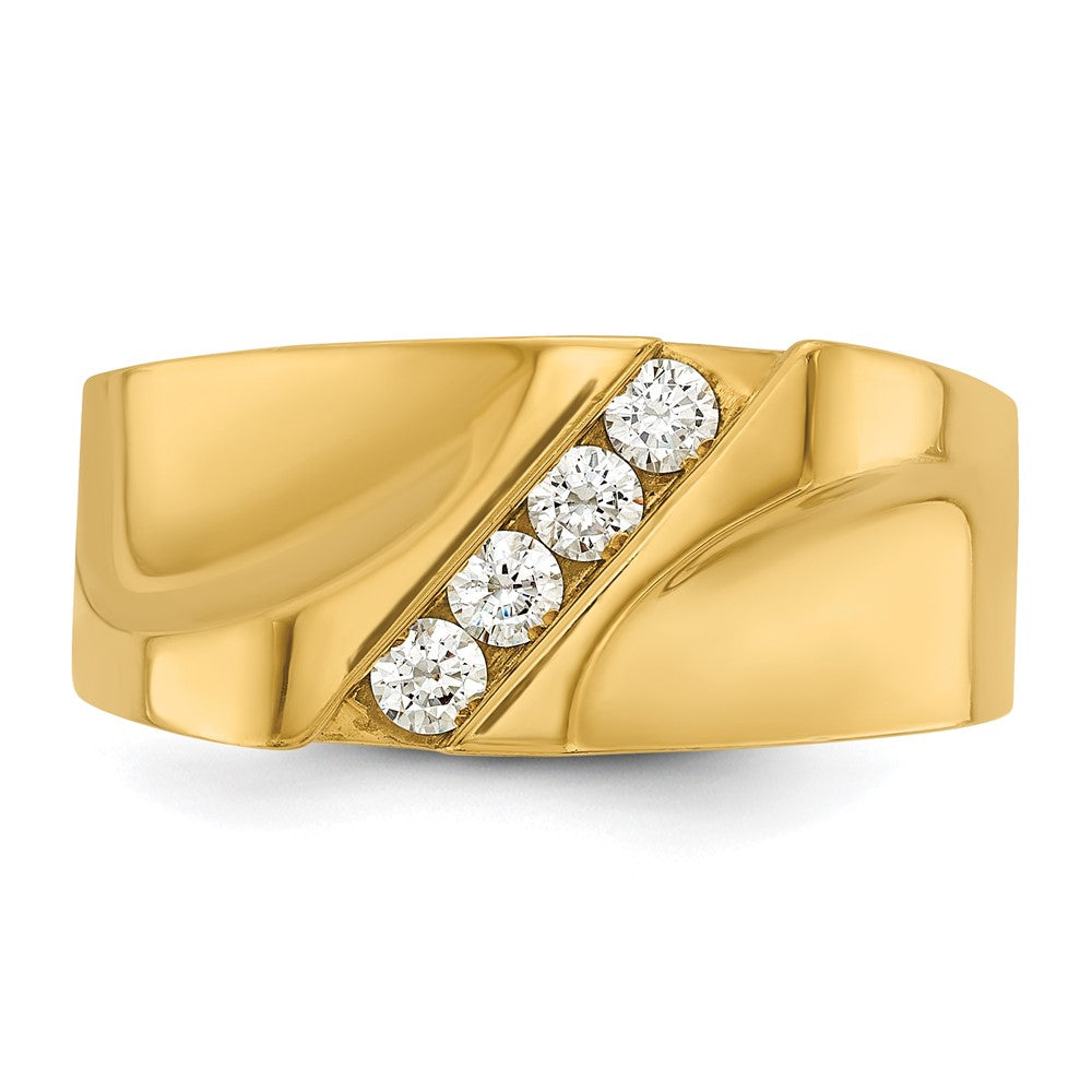 14k IBGoodman Men's Polished 4-Stone Diamond Ring