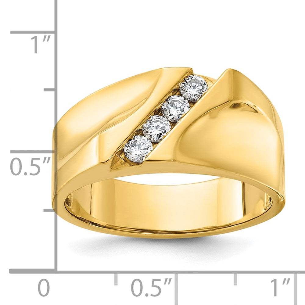 14k IBGoodman Men's Polished 4-Stone Diamond Ring