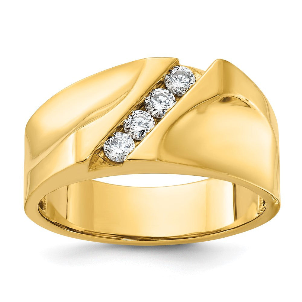 14k IBGoodman Men's Polished 4-Stone Diamond Ring