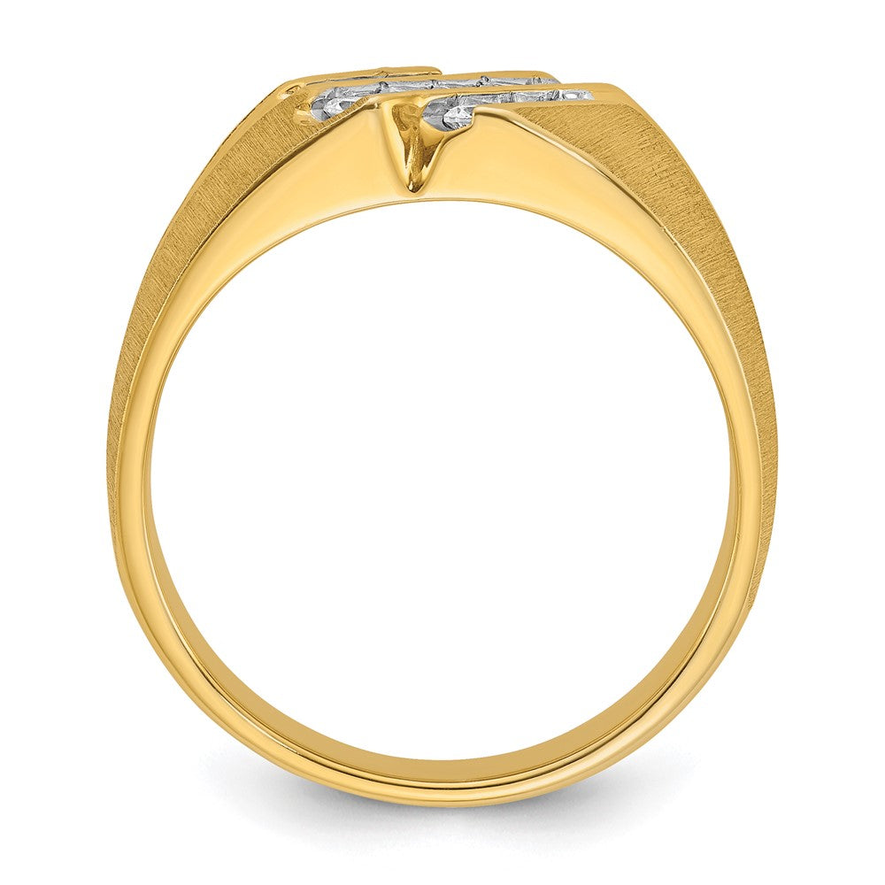 14k IBGoodman Men's Polished Satin and Grooved Ring Mounting