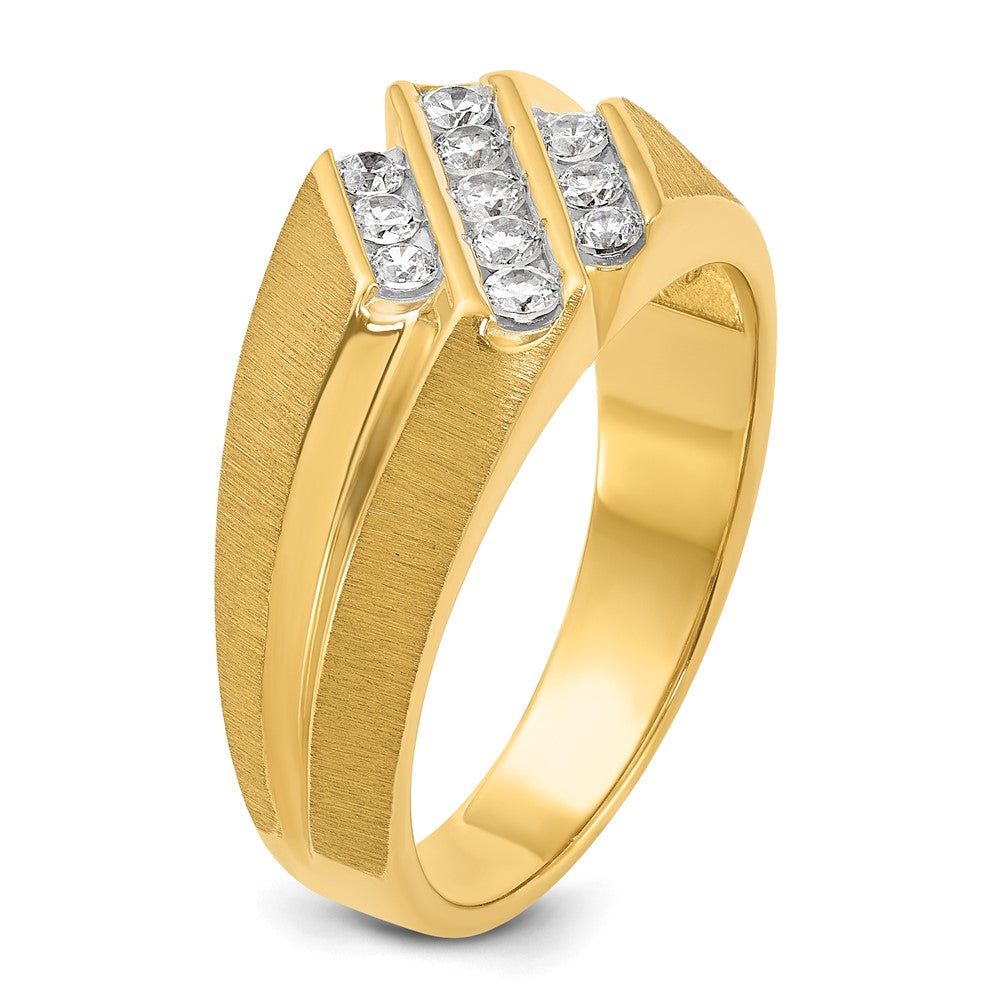 14k IBGoodman Men's Polished Satin and Grooved Ring Mounting
