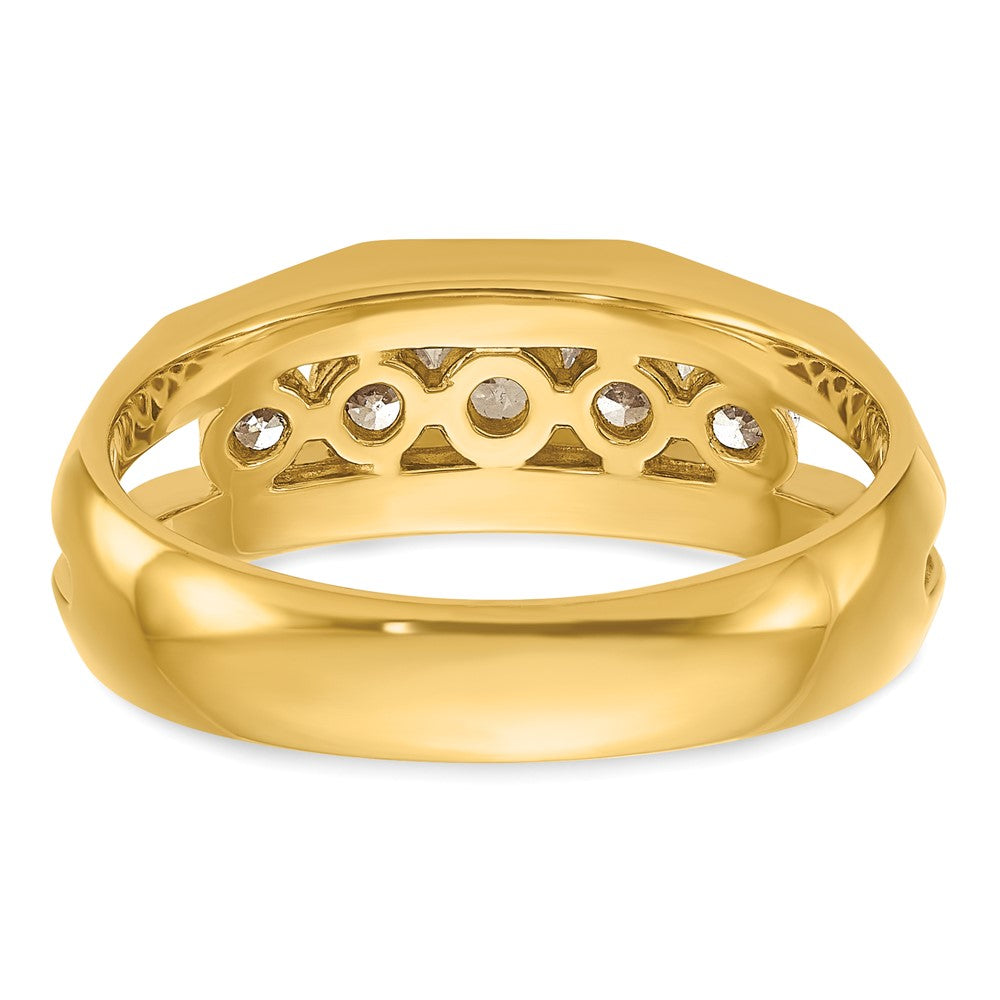 14k IBGoodman Men's Polished Cut-Out 5-Stone Diamond Ring