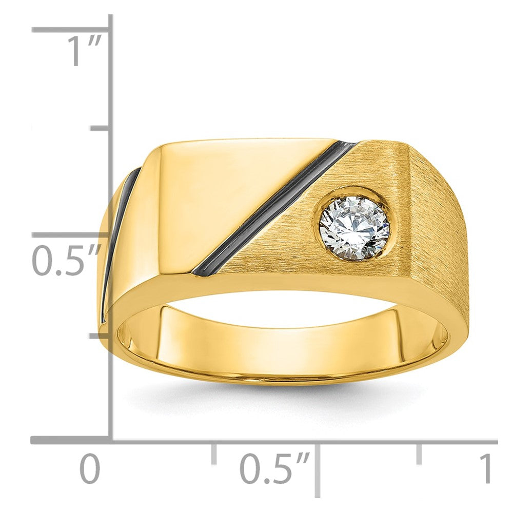 10k IBGoodman Men's Black Rhodium Polished and Satin Diamond Complete Ring
