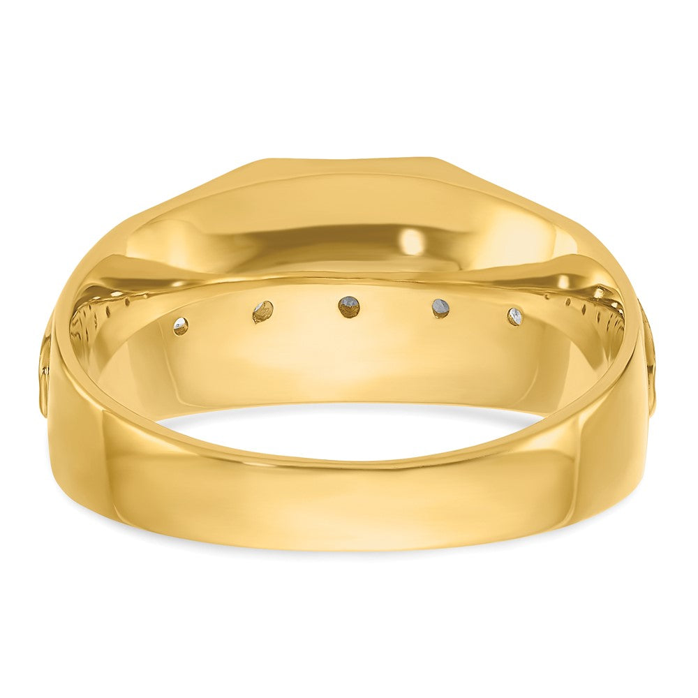 14k w/ White RH IBGoodman Men's Polished/Satin 5-Stone Diamond Ring